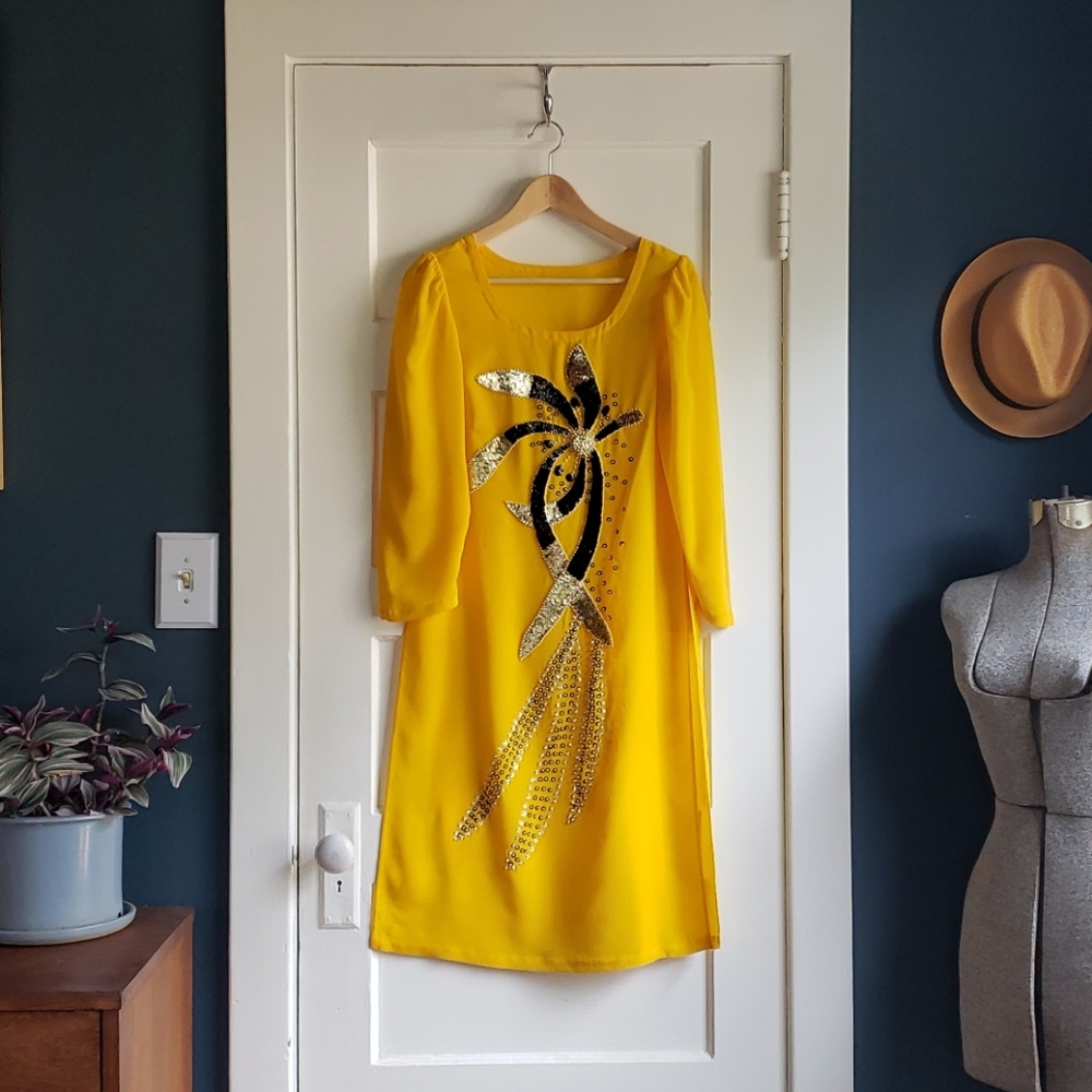 VTG Yellow Sequined Tunic